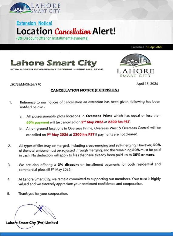 Extension in Location Cancellation & Discounts